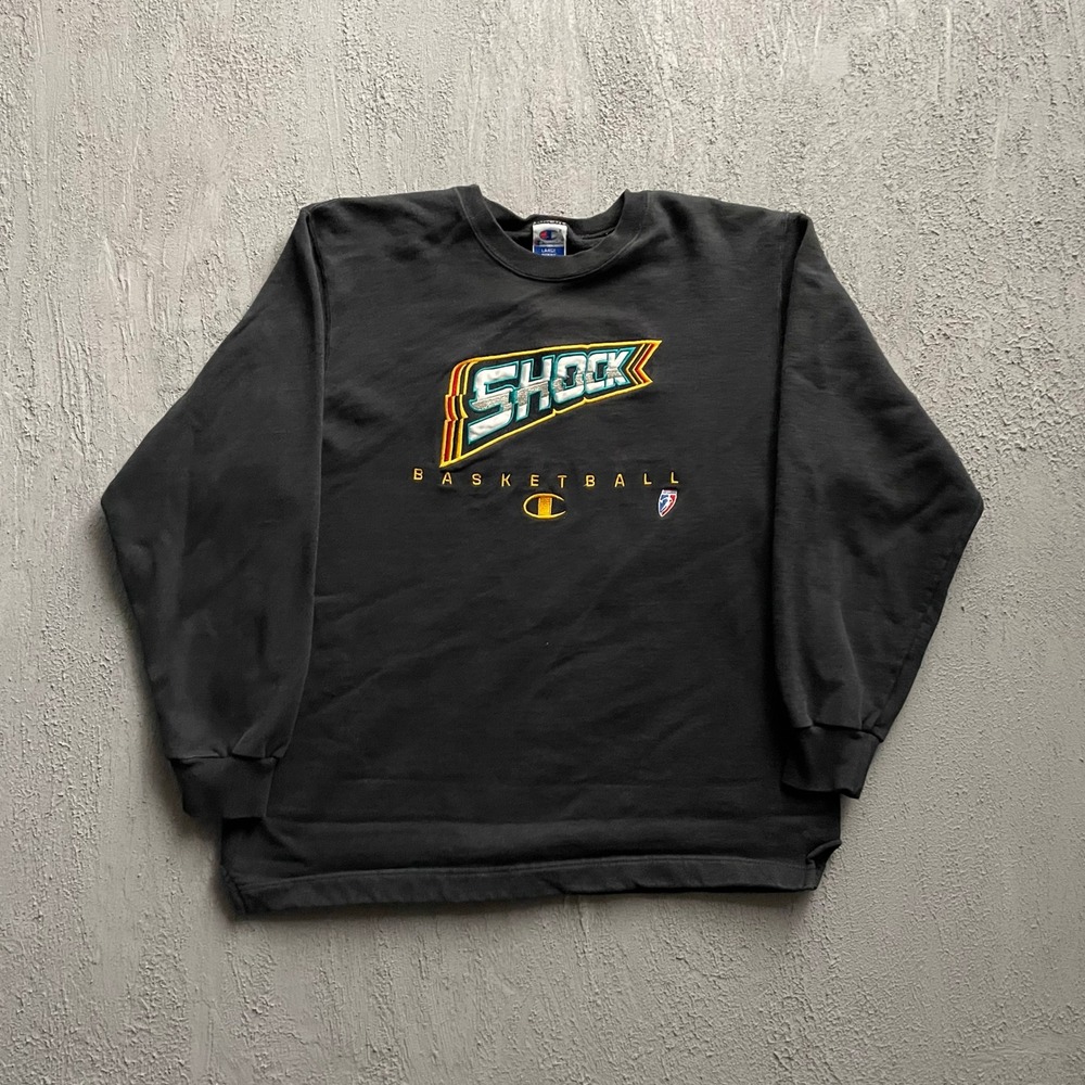 Vintage Detroit Shock WNBA Basketball Sweatshirt Mens Large Black 90s Champion